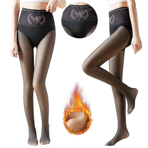 Kinwers Fleece Strumpfhose Damen,200g Plus Samt Thermo Leggings Damen Gefälschte Durchscheinend Warme Strumpfhosen Damen，XL/XXL Geeignet für 45-70 kg Plüschstrümpfe Pantyhose Wärmende. von Kinwers