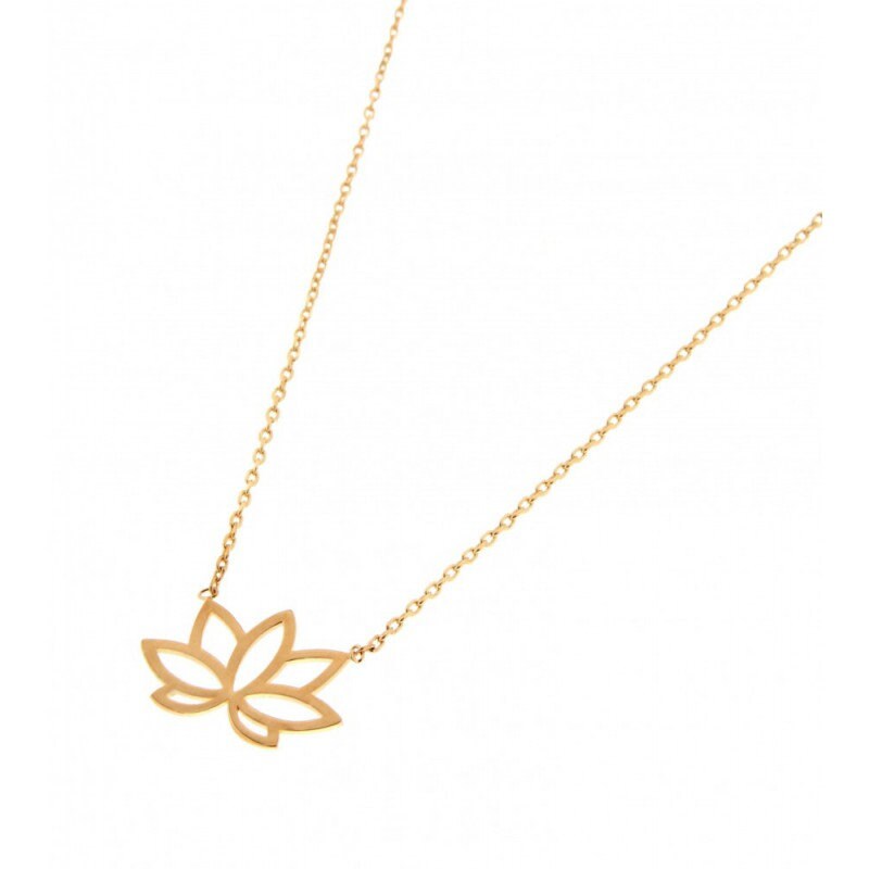 Halskette Anhänger Lotusblume Vergoldet 24 Karat Kette 42 cm Halskette Anhänger Lotusblume Vergoldet 24 Karat Kette 42 cm von KinyShop
