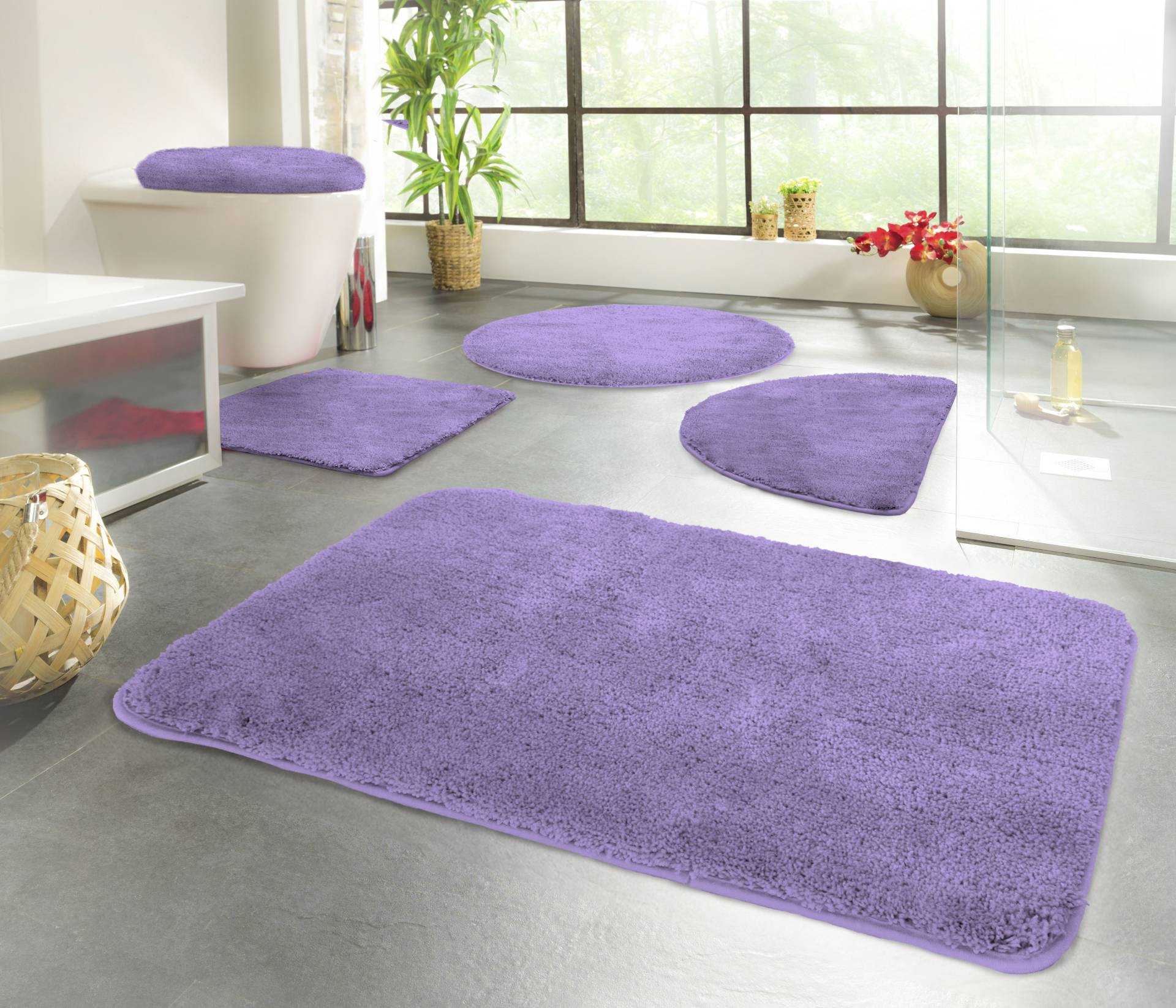 KiNZLER Badematte "Chaozhou" Höhe 20 mm rutschhemmend beschichtet fußbodenheizungsgeeignet Badteppich, Uni Farben, weich, als rechteckig, rund & Set erhältlich von Kinzler
