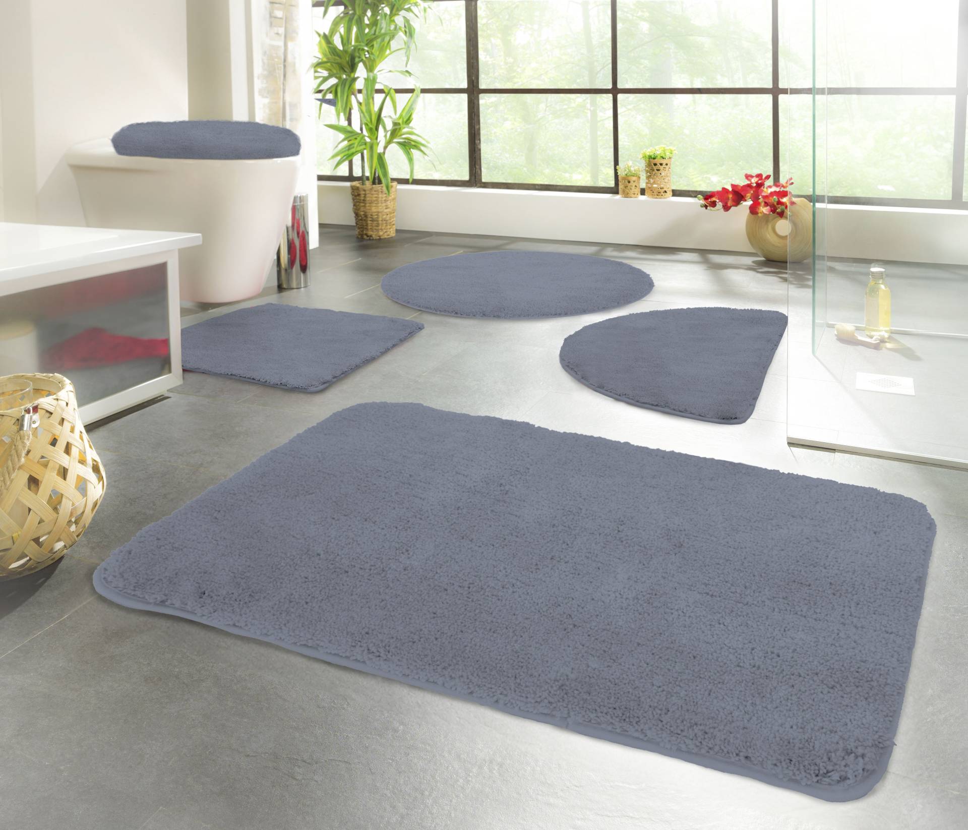 KiNZLER Badematte "Chaozhou" Höhe 20 mm rutschhemmend beschichtet fußbodenheizungsgeeignet Badteppich, Uni Farben, weich, als rechteckig, rund & Set erhältlich von Kinzler