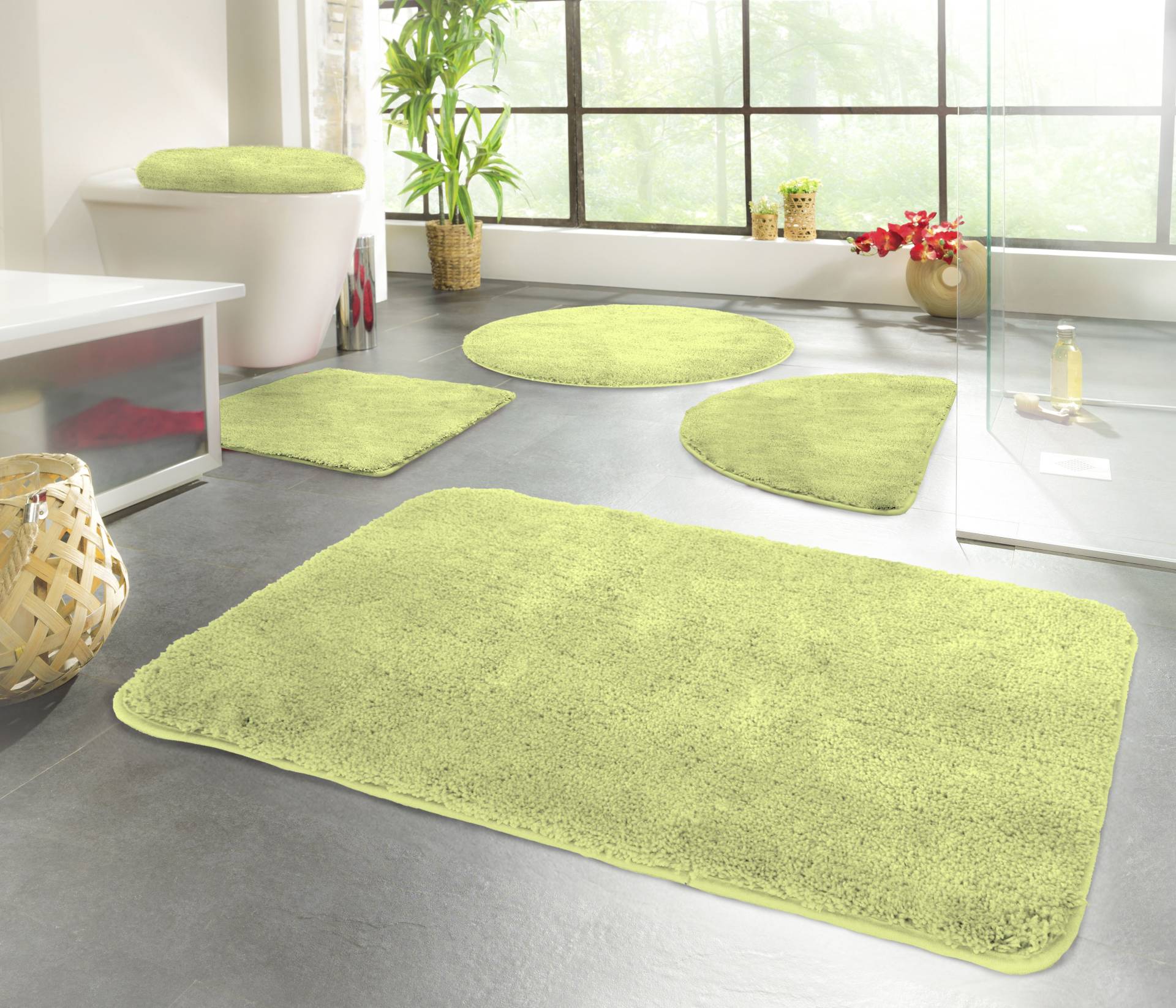 KiNZLER Badematte "Chaozhou" Höhe 20 mm rutschhemmend beschichtet fußbodenheizungsgeeignet Badteppich, Uni Farben, weich, als rechteckig, rund & Set erhältlich von Kinzler