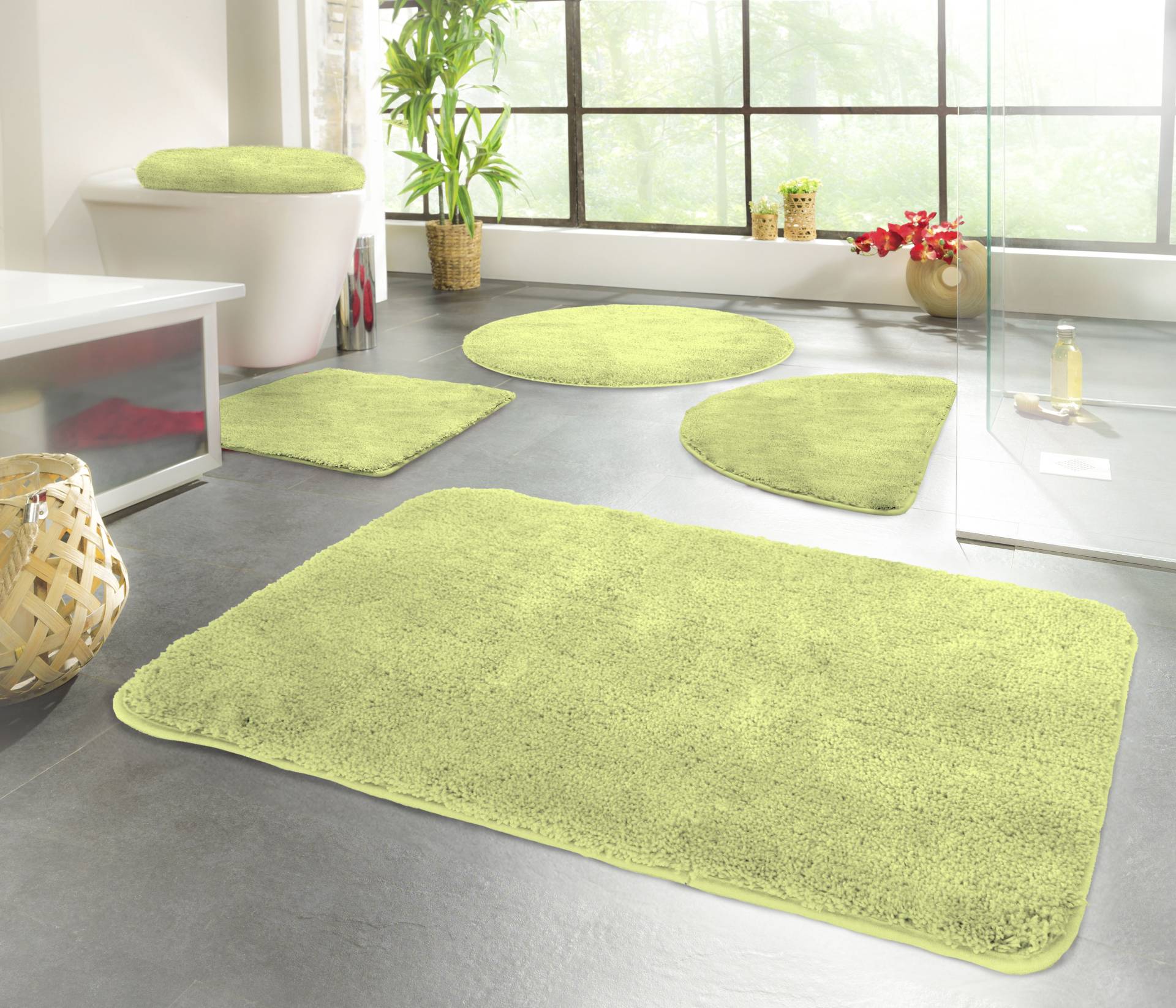KiNZLER Badematte "Chaozhou" Höhe 20 mm rutschhemmend beschichtet fußbodenheizungsgeeignet Badteppich, Uni Farben, weich, als rechteckig, rund & Set erhältlich von Kinzler