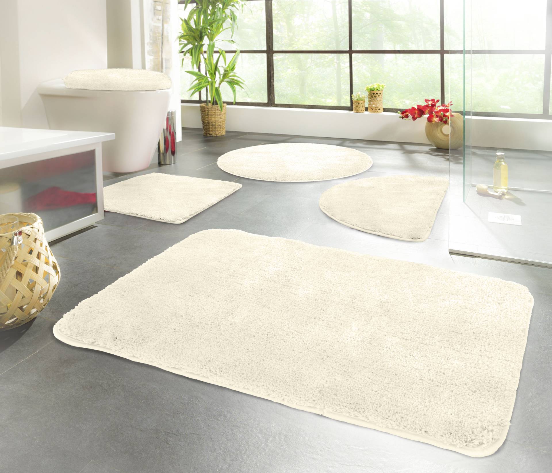 KiNZLER Badematte "Chaozhou" Höhe 20 mm rutschhemmend beschichtet fußbodenheizungsgeeignet Badteppich, Uni Farben, weich, als rechteckig, rund & Set erhältlich von Kinzler