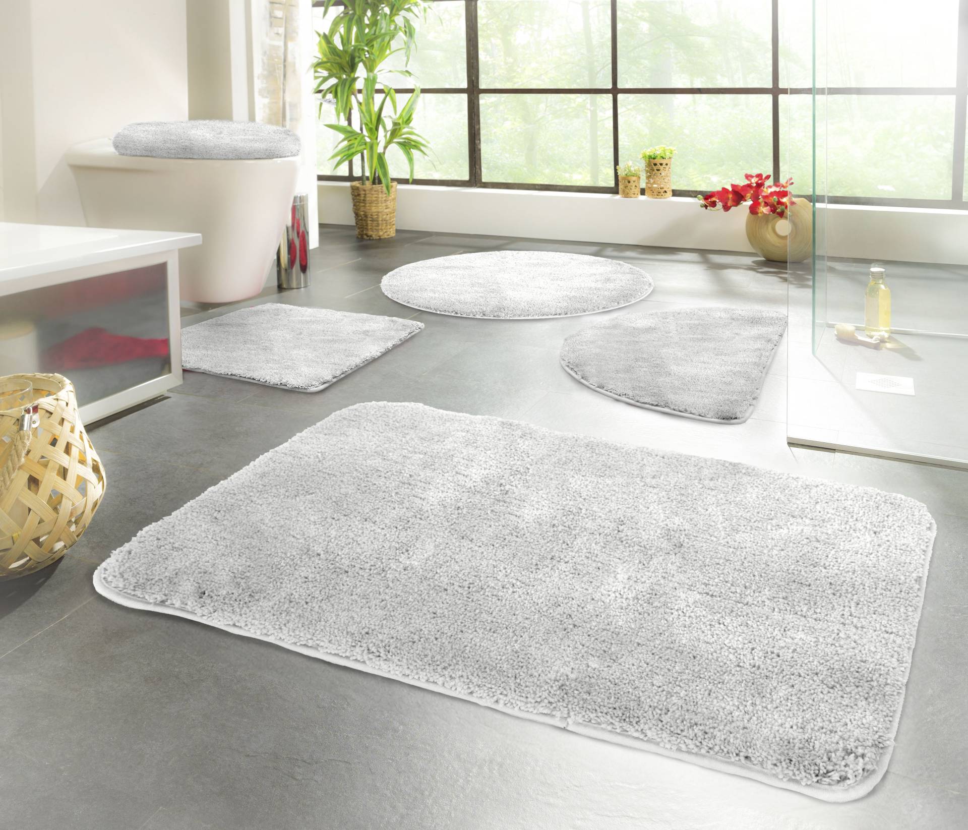 KiNZLER Badematte "Chaozhou" Höhe 20 mm rutschhemmend beschichtet fußbodenheizungsgeeignet Badteppich, Uni Farben, weich, als rechteckig, rund & Set erhältlich von Kinzler