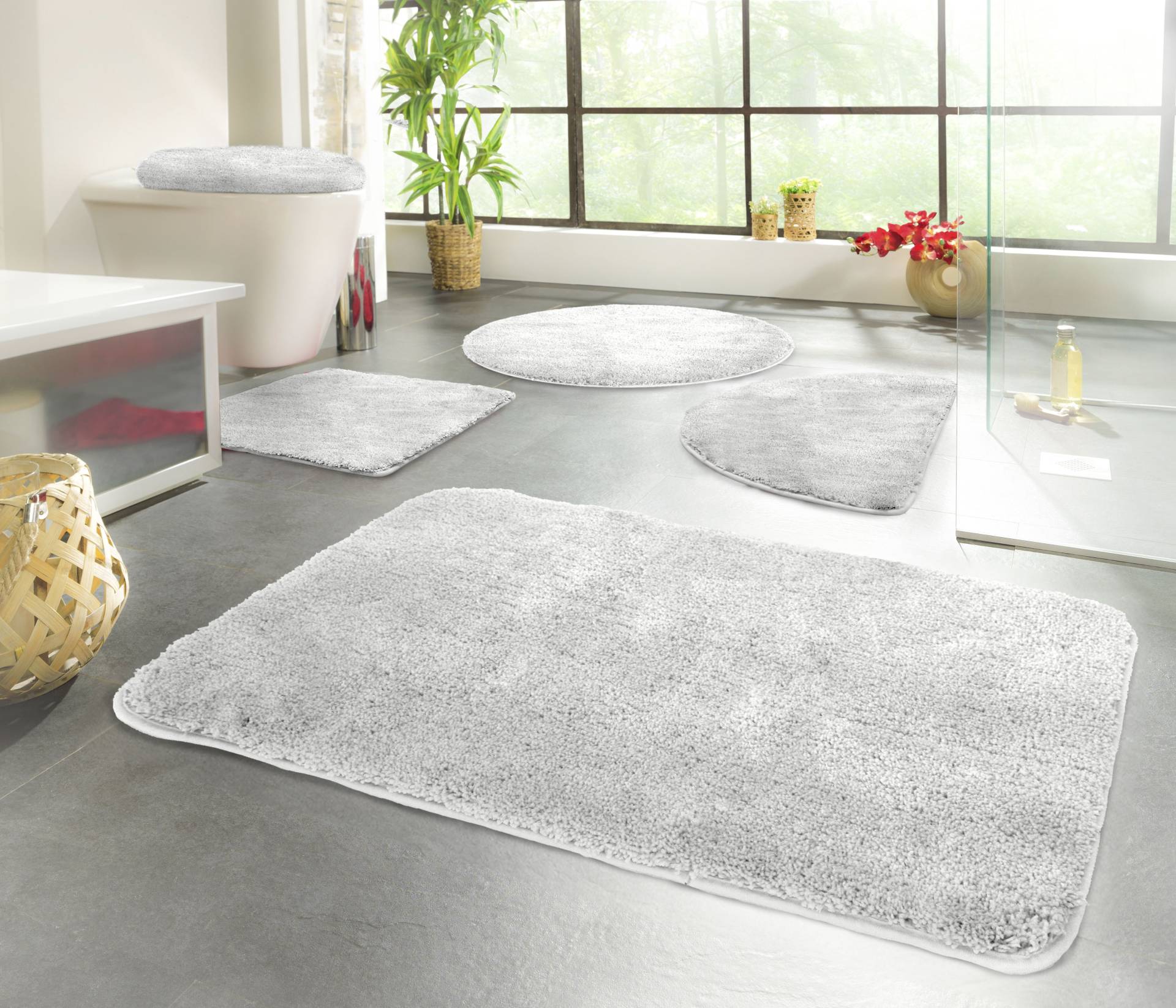 KiNZLER Badematte "Chaozhou" Höhe 20 mm rutschhemmend beschichtet fußbodenheizungsgeeignet Badteppich, Uni Farben, weich, als rechteckig, rund & Set erhältlich von Kinzler