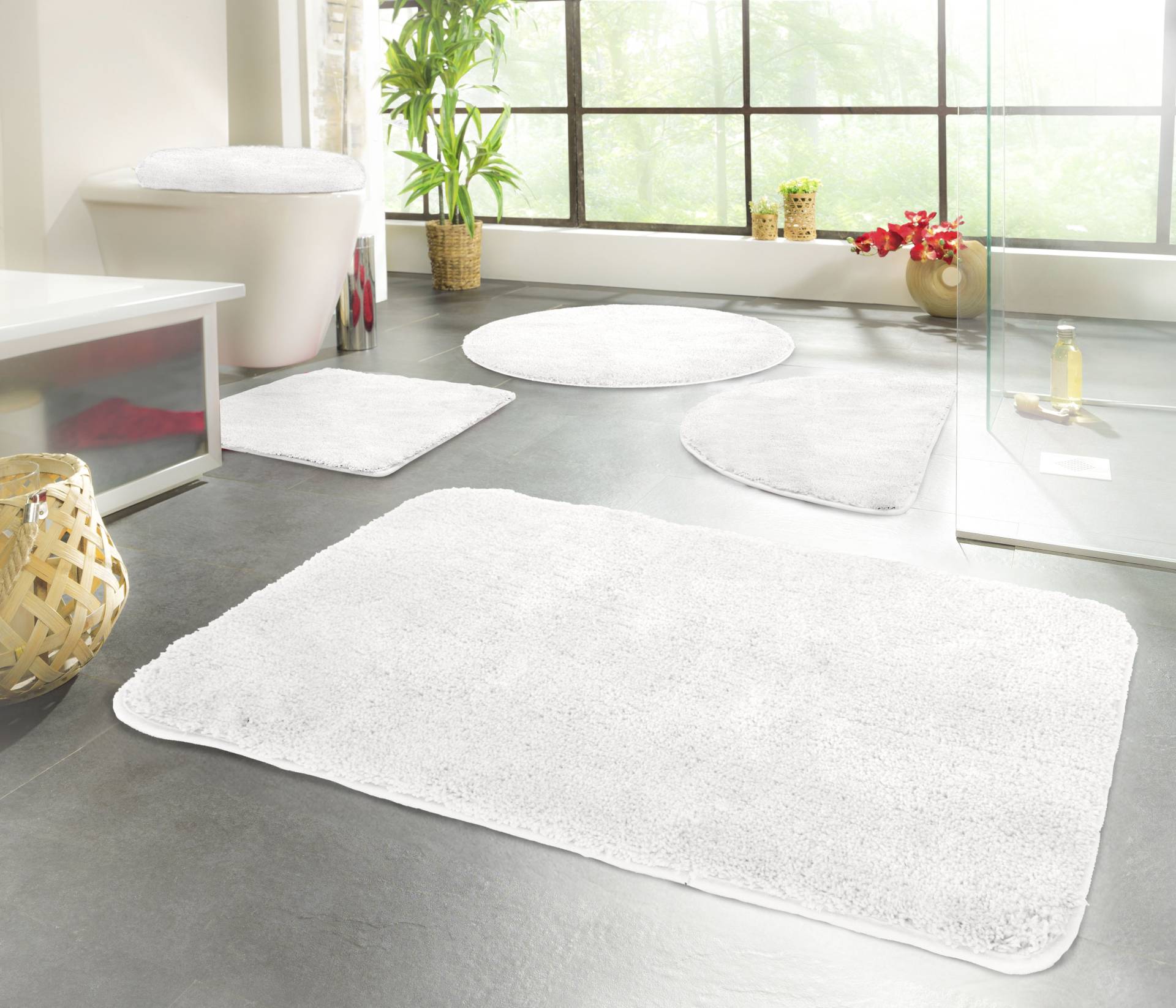 KiNZLER Badematte "Chaozhou" Höhe 20 mm rutschhemmend beschichtet fußbodenheizungsgeeignet Badteppich, Uni Farben, weich, als rechteckig, rund & Set erhältlich von Kinzler