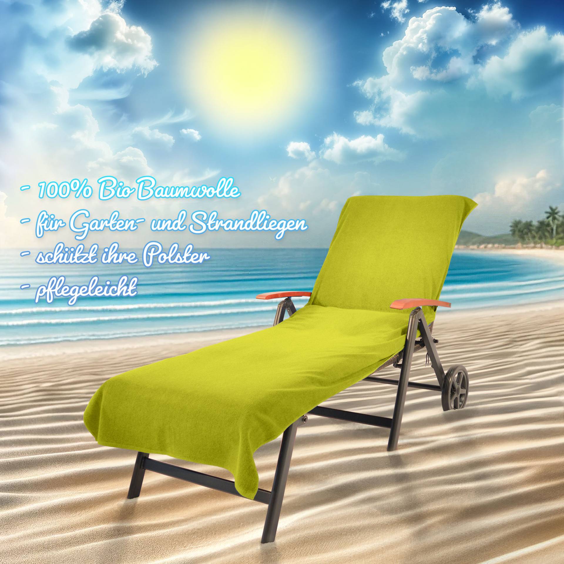 KiNZLER Strandtuch "Frottier-Liegenbezug, 100% Baumwolle", (Spar-Set, 2 St., 2er Set Saunahandtücher 78 x 200 cm), Liegen-Handtuch, Uni Farben, weich & flauschig, auch als 2er Set von Kinzler