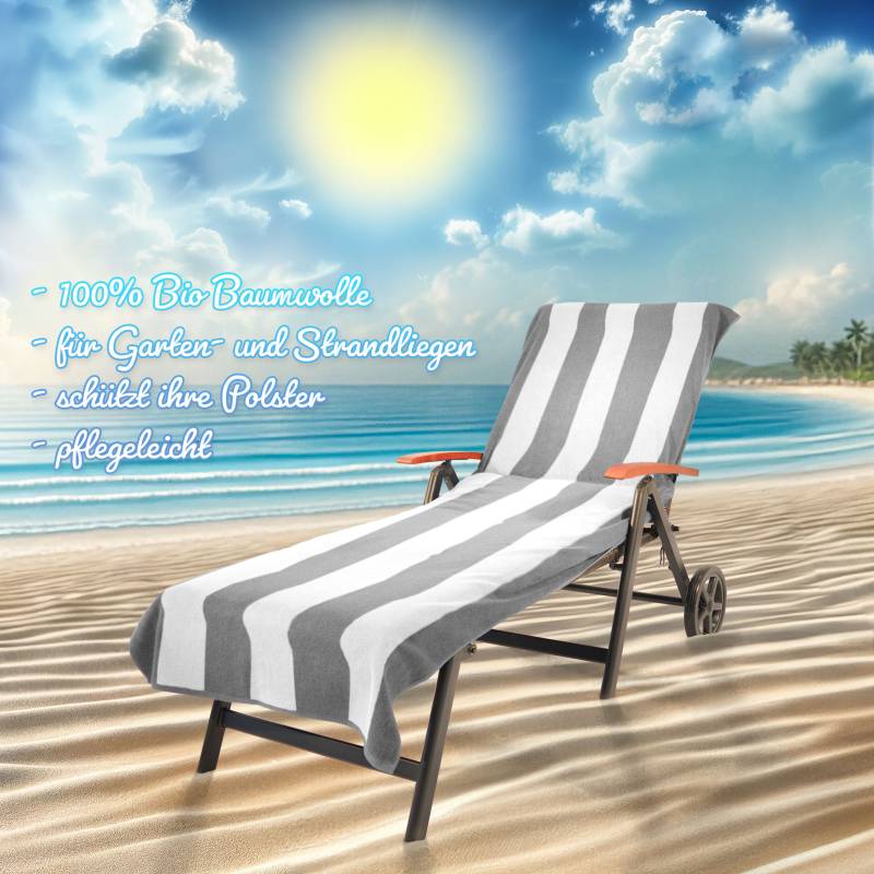 KiNZLER Strandtuch "Frottier-Liegenbezug, 100% Baumwolle", (Spar-Set, 2 St., 2er Set Saunahandtücher 78 x 200 cm), Liegen-Handtuch, Uni Farben, weich & flauschig, auch als 2er Set von Kinzler