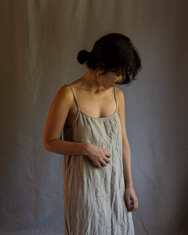 Damen Unterkleid Morning, Naturgraues Schweres Leinen von Kinzzza