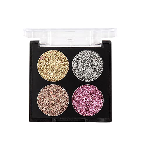 KIOGYEK 4 Color Glitter Lidschatten-Palette, Ultra Pigmentierter Lidschatten Metallic, Multi Reflective Shimmer Make-up-Palette Langlebig Wasserdicht von Kiogyek