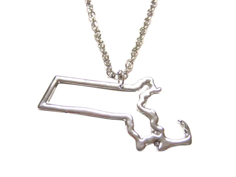 Massachusetts State Map Umriss-Anhänger-Halskette von KiolaDesigns