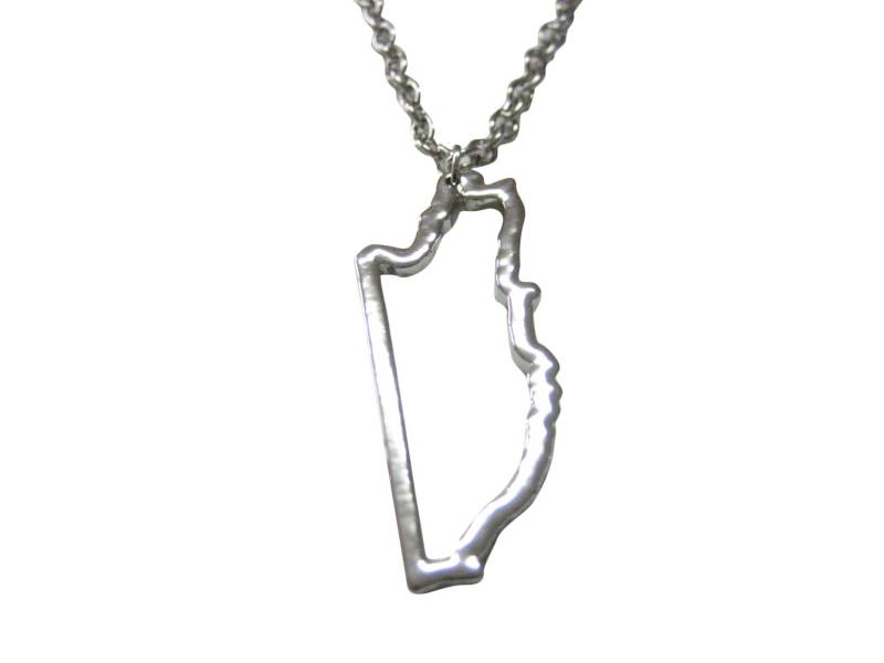 Silber Getönten Belize Karte Umriss Anhänger Halskette von KiolaDesigns