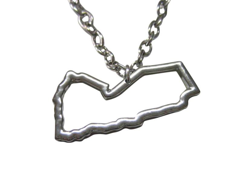 Silber Getönten Jemen Karte Umriss Anhänger Halskette von KiolaDesigns