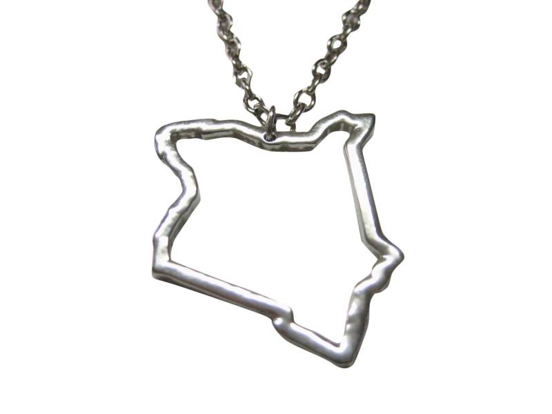 Silber Getönten Kenia Karte Umriss Anhänger Halskette von KiolaDesigns