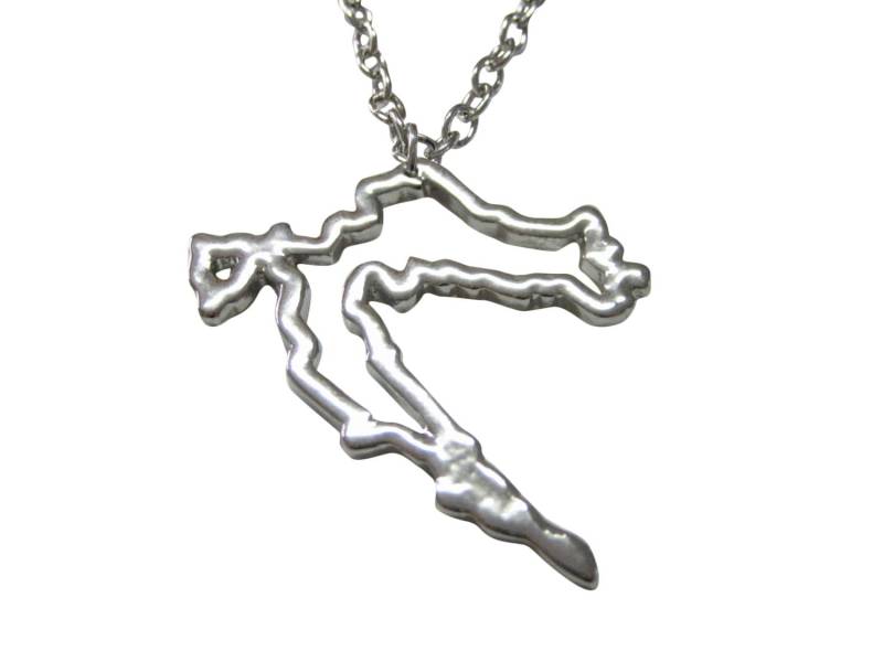 Silber Getönten Kroatien Karte Umriss Anhänger Halskette von KiolaDesigns