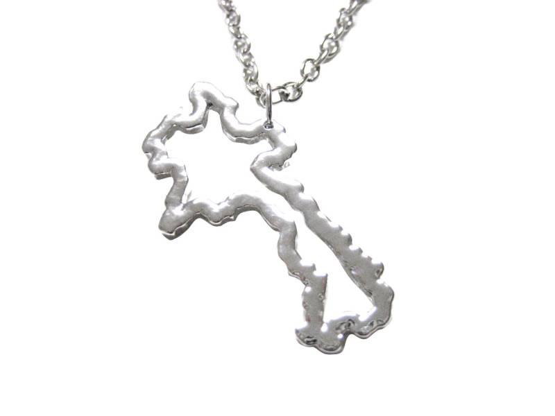 Silber Getönten Laos Karte Umriss Anhänger Halskette von KiolaDesigns