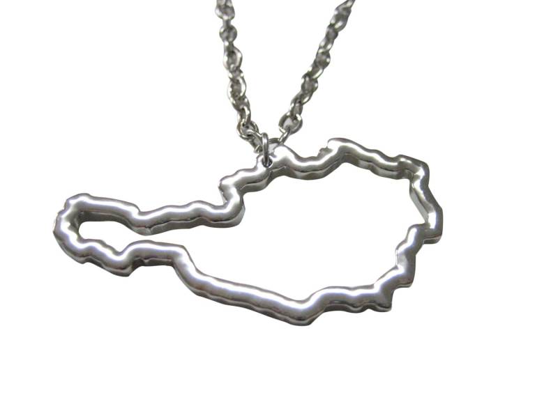 Silber Getönten Österreich Karte Umriss Anhänger Halskette von KiolaDesigns