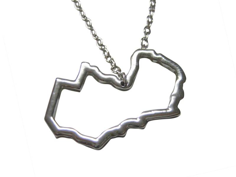 Silber Getönten Sambia Karte Umriss Anhänger Halskette von KiolaDesigns