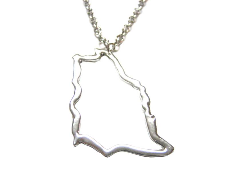 Silber Getönten Saudi Arabien Karte Umriss Anhänger Halskette von KiolaDesigns