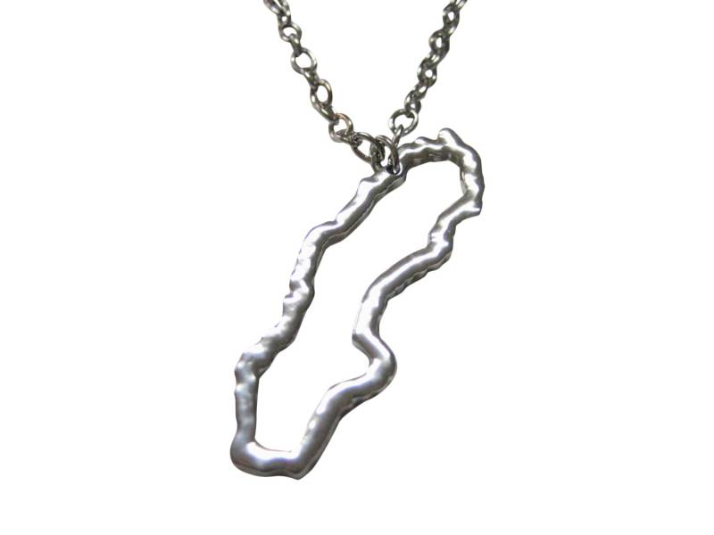 Silber Getönten Schweden Karte Umriss Anhänger Halskette von KiolaDesigns