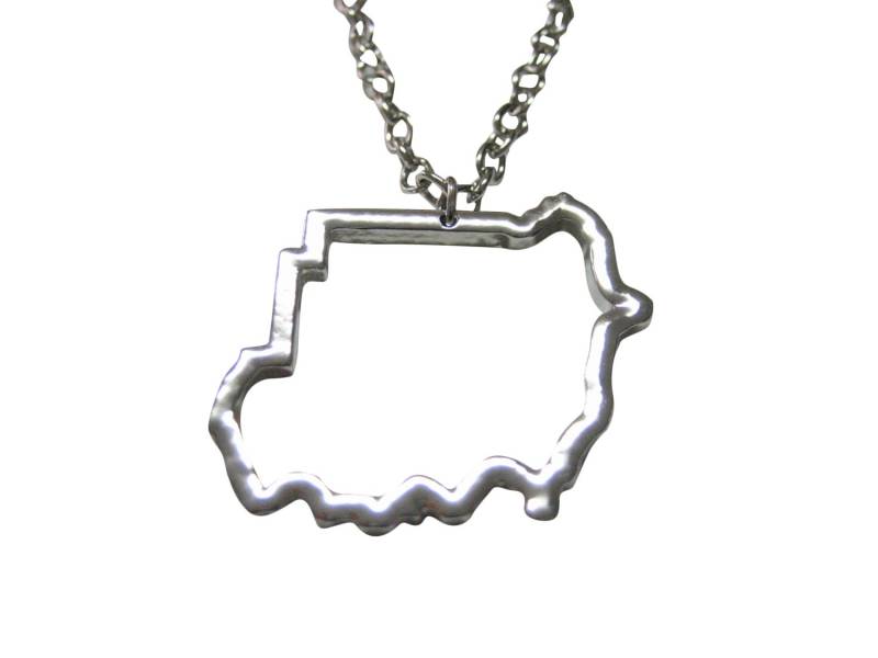 Silber Getönten Sudan Karte Umriss Anhänger Halskette von KiolaDesigns