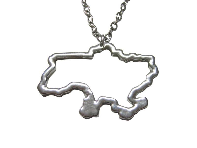 Silber Getönten Ukraine Karte Umriss Anhänger Halskette von KiolaDesigns