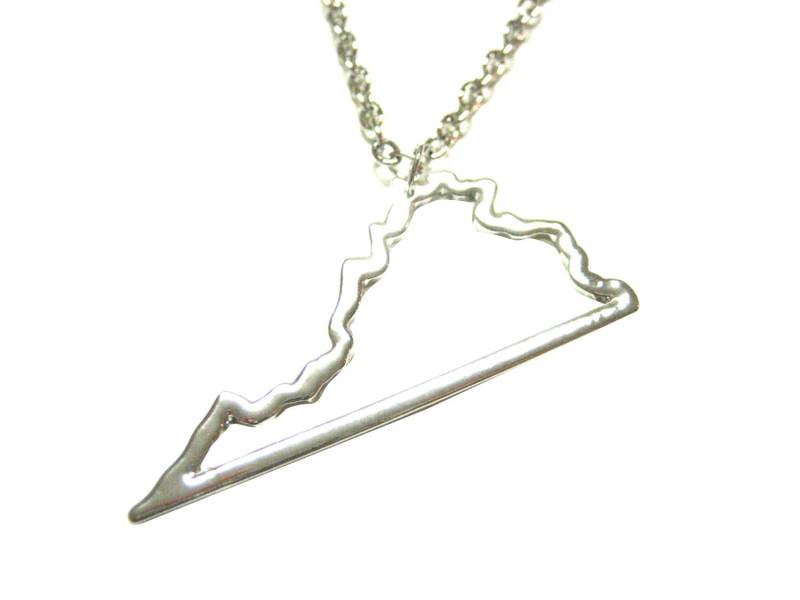 Silber Getönten Virginia State Karte Umriss Anhänger Halskette von KiolaDesigns