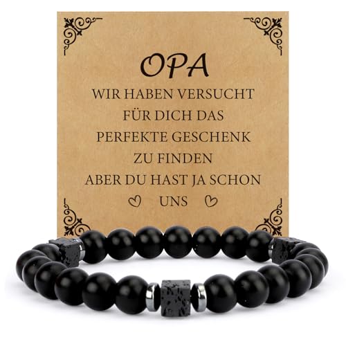 Kiopdse Opa Geschenk Vatertag,Lustige Personalisiertes Geburtstag Weihnachts Sinnvolle Geschenke für Opa Weihnachten Von Enkel zum Vatertag Geburtstag Weihnachten Valentinstag,Herren Armband Schwarz von Kiopdse