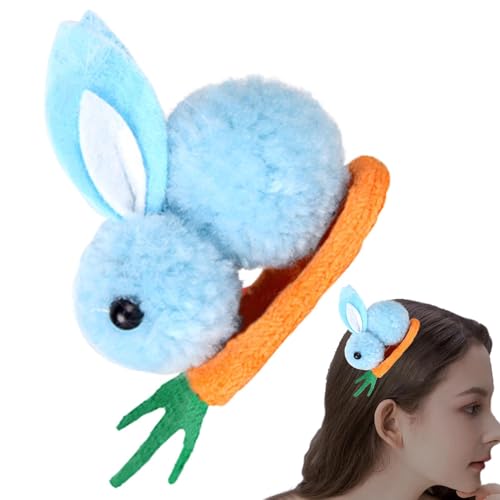 Kioriur Hasen-Haarnadel, süße Hasen-Haarspange - Niedliche Cartoon-Hasen-Karotten-Haarspangen - Niedliche Stoffhasen-Haarspange, elastisches Plüschtier, Hasen-Haarschmuck für Frauen und Mädchen von Kioriur