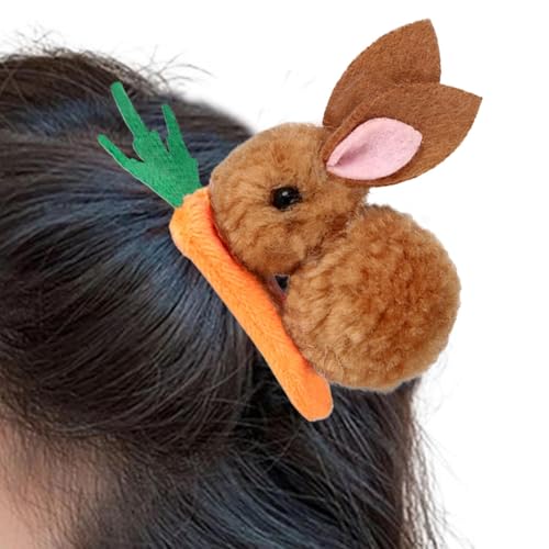 Kioriur Niedliche Häschen-Haarspange, Häschen-Haarspange | Plüsch Karotte Haarnadel | Niedliche Stoffhasen-Haarspange, elastisches Plüschtier, Hasen-Haarschmuck für Frauen und Mädchen von Kioriur