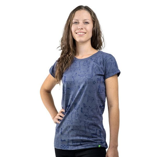 Kipepeo-Clothing Gemustertes Damen T-Shirt aus Bio-Baumwolle "Wanyama" charcoal grau von Kipepeo-Clothing