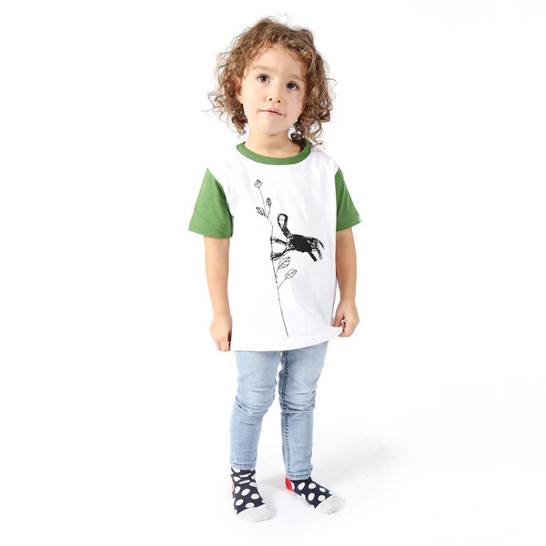 Kipepeo-Clothing Kinder T-Shirt aus Bio-Baumwolle mit Brustprint „Monkey" weiss von Kipepeo-Clothing