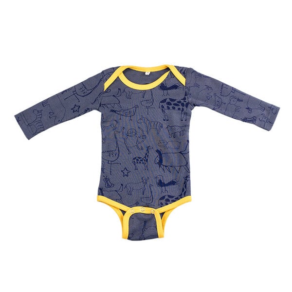Kipepeo-Clothing Langarmbody Baby Body aus Bio-Baumwolle „Wanyama“ charcoal grau von Kipepeo-Clothing