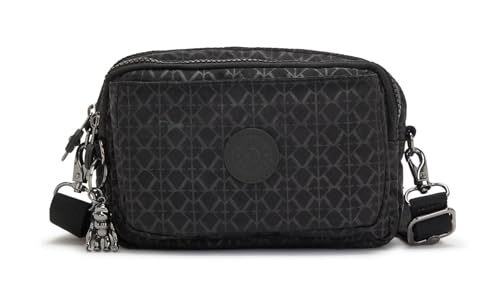 Kipling ABANU MULTI Kleine Umhängetasche, die in eine Hüfttasche umgewandelt werden kann, Signature Emb (Schwarz) von Kipling