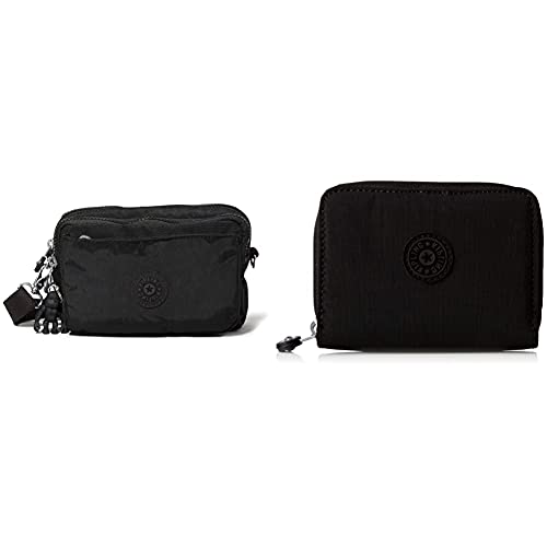 Kipling Damen Abanu Multi Umhängetasche Schwarz (Black Noir) + WALLETS MONEY LOVE Black Noir von Kipling