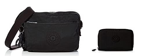 Kipling Damen Abanu Umhängetasche Schwarz (Black Noir) + WALLETS MONEY LOVE Black Noir von Kipling