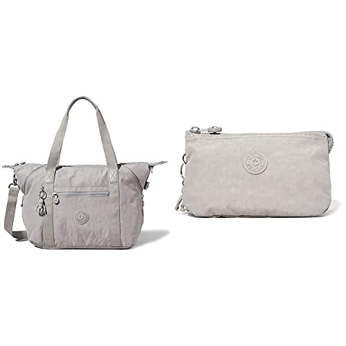 Kipling Damen Art Tote Bag, Grey Gris, Einheitsgröße + Womens CREATIVITY L POUCHES/CASES, Grey Gris, 4x18.5x11 cm von Kipling