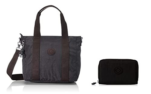 Kipling Damen Asseni Mini Tote Schwarz (Black Noir),33x21x14 cm (B x H x T) + WALLETS MONEY LOVE Black Noir von Kipling