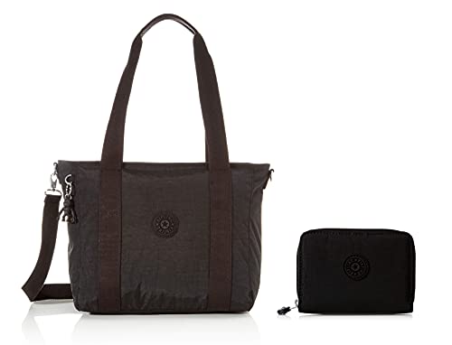 Kipling Damen Asseni S Tote Schwarz (Black Noir) + WALLETS MONEY LOVE Black Noir von Kipling