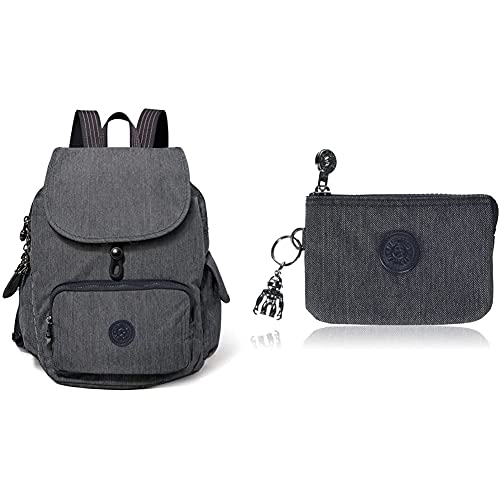 Kipling Damen City Pack S Rucksack Blau (Active Denim) + Damen Creativity S Münzbörse, Blau (Active Denim), 14.5x9.5x5 cm von Kipling