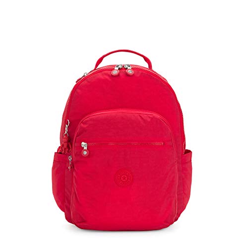 Kipling Damen Seoul 15 Zoll Laptop Rucksack Langlebig, geräumig mit gepolsterten Schultergurten, Nylon Schultasche, Rotes Rouge, Einheitsgröße, Rucksack von Kipling