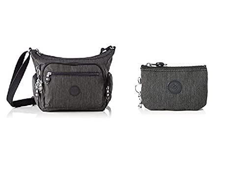 Kipling Donna GABBIE S Borsa a Tracolla, Black Peppery, Taglia unica + Womens CREATIVITY S POUCHES/CASES, Black Peppery, 4x14.5x9.5 cm von Kipling