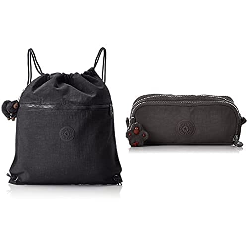 Kipling SUPERTABOO Kinder-Sporttasche, 15 Liter, True Black + GITROY Federmäppchen, 1 Liter, True Black von Kipling