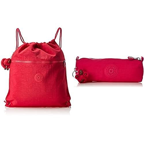 Kipling SUPERTABOO Kinder-Sporttasche, 15 Liter, True Pink + FREEDOM Federmäppchen, 1 Liter, True Pink von Kipling