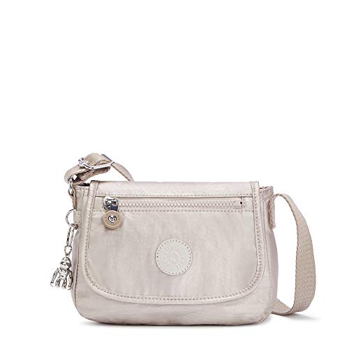 Kipling Sabian Mini-Umhängetasche, klein, platinmetallisch, Metallic Glow, 7.75" L x 5.75" H x 3.5" D, Sabian Mini Crossbody Bag - Kleine Crossbody Geldbörse von Kipling