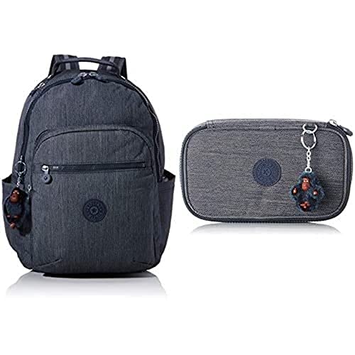 Kipling Seoul Rucksack, 44 cm, 27 Liter, Marine Navy + 50 Pens Taschenorganizer, 21 cm, 1 Liter, Marine Navy von Kipling