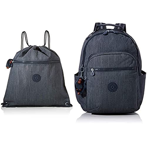 Kipling Supertaboo Schulrucksack, 45 cm, 15 Liter, Marine Navy + Seoul Rucksack, 44 cm, 27 Liter, Marine Navy von Kipling