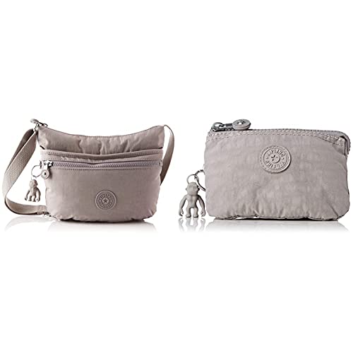 Kipling Unisex-Adult Arto S Crossbody, Grey Gris, 25x21x3 Centimeters (B x H x T) + Womens CREATIVITY S Pouches/Cases, Grey Gris, 4x14.5x9.5 cm von Kipling