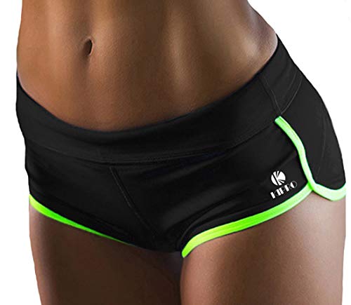 Kipro Damen Elastische Taille Sport Kurze Hosen Green XS von Kipro