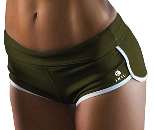 Kipro Vintage Mini Shorts Sommer Hot Pants Beiläufig Fitness Yoga Sporthosen for Damen Armee grün XS von Kipro